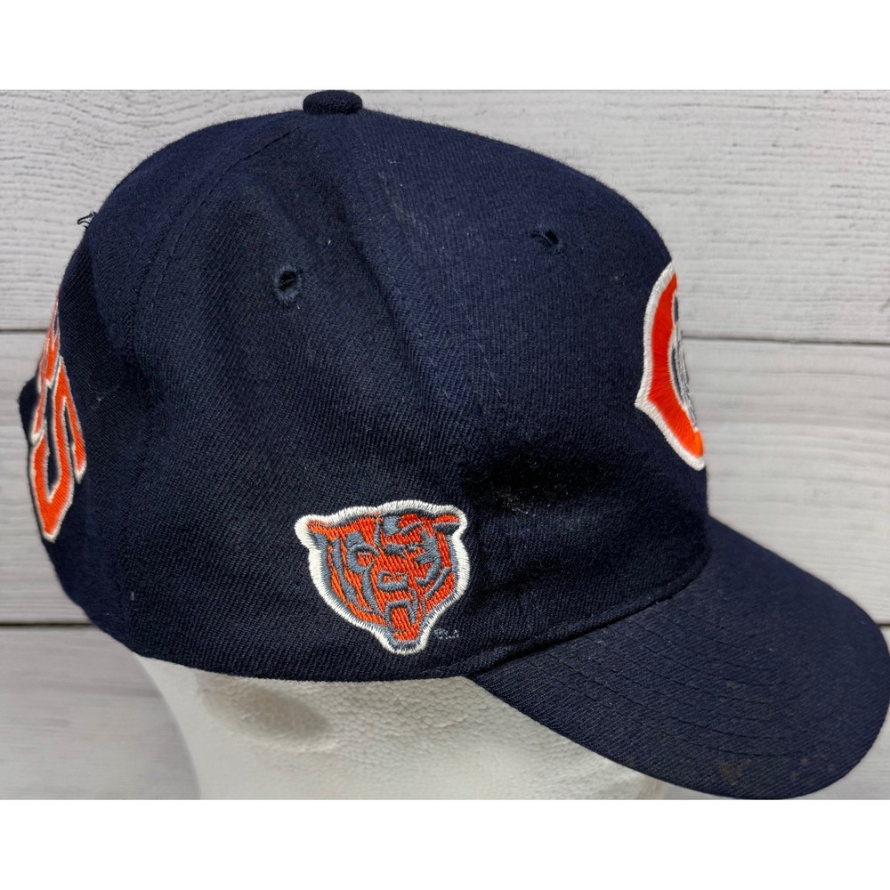 Chicago Bears NFL 100% Wool Snapback Hat Navy Orange Embroidered Logo - Picture 2 of 8